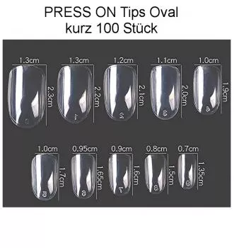 PRESS ON Tips Oval kurz 100 Stück